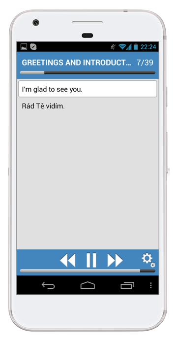 Konverzace na cesty na smartphonu s Androidem - věta